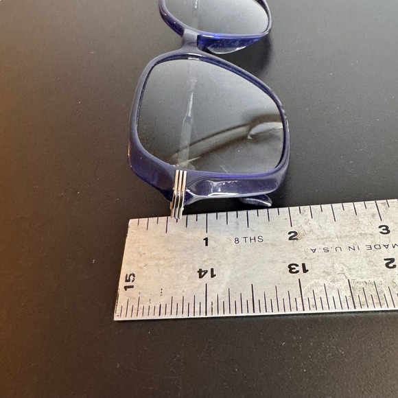 Origin OR1002 Sunglasses Oversized Blue Rectangular Frames Gold Accents Designer - Picture 4 of 13